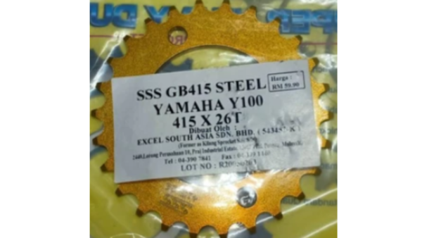 SSS- GB415 REAR SPROCKET(GOLD) YAMAHA/Y100/RXZ/LC135/SRL