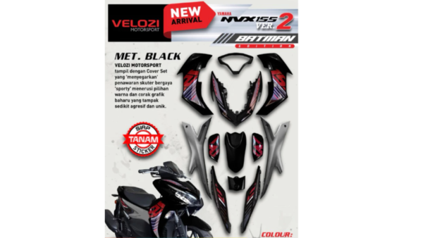 VELOZI- COVERSET RACING DESIGN BATMAN YAMAHA NVX155 V2 - Image 2