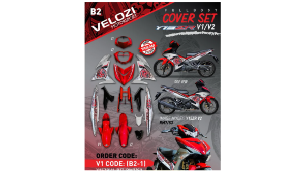 VELOZI- COVERSET RACING DESIGN BATIK YAMAHA Y15 V1/V2 (ALL COLOUR) - Image 2