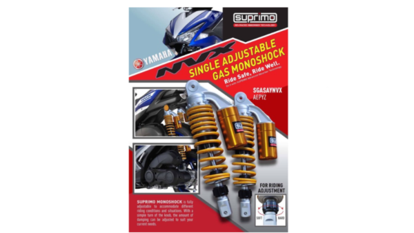 SUPRIMO- ABSORBER ADJUSTABLE GAS(Soft/Hard) 275MM NVX 155/AEROX
